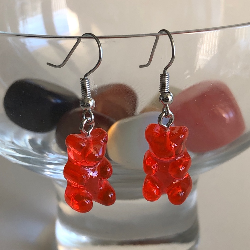 Red Gummy Bear Fashion Earrings - Picture 2 of 9